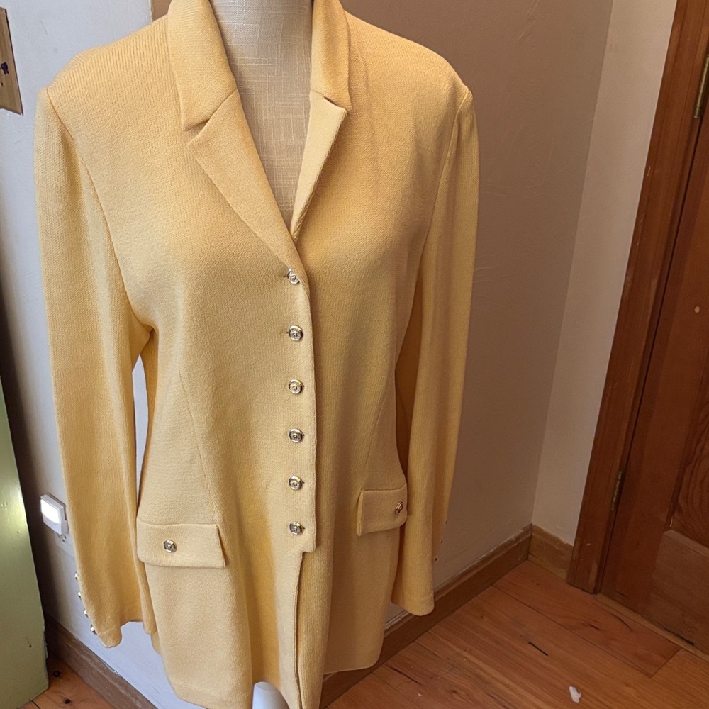 St. John Yellow Blazer with Button Detail. Size 12.